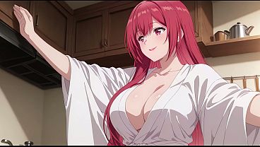 Anak Tiri Pulang Lebih Awal, Lihat Istri Bapak Masak Cuma Pakai Baju Tipis. Kureha Enomoto Cosplay Mesum (buatan Ai).